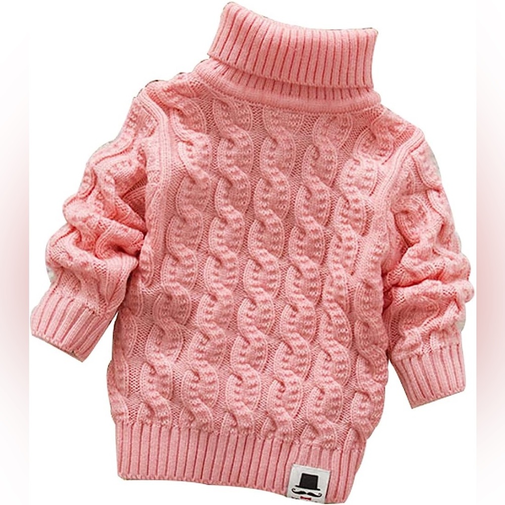 PINK KNIT TURTLENECK SWEATER AMAZON BRAND LINED WARM WINTER SOFT
